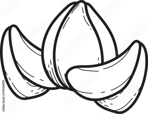 Peeled Tangerine Segment and Peel Line Art Illustration