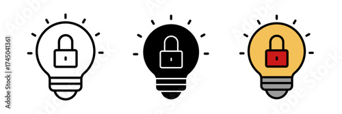 Patent and intellectual property icon Symbol of creative ideas and intellectual property. Stroke, filled and colored concept for web design.