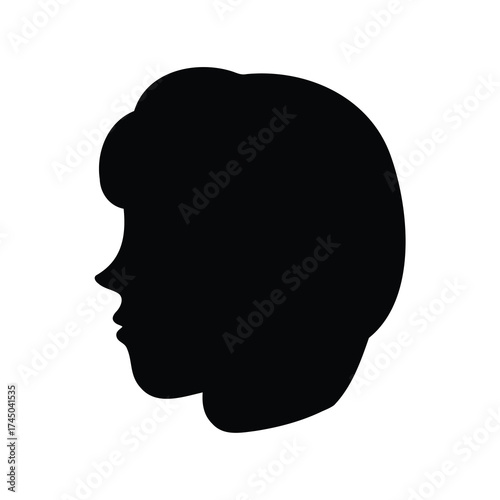 Silhouette of a person's head with short hair in profile view
