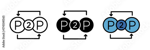 Peer to peer icon Linear vector from cryptocurrency concept. Peer to peer icon isolated on white background stroke, filled and colored.
