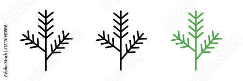 Pine branch icon tree needle, linear icon. Editable stroke, filled and colored concept for web design.