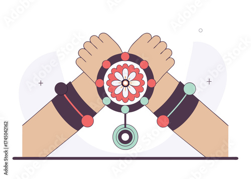 Intertwined arms adorned with decorative bracelets rakhi hands