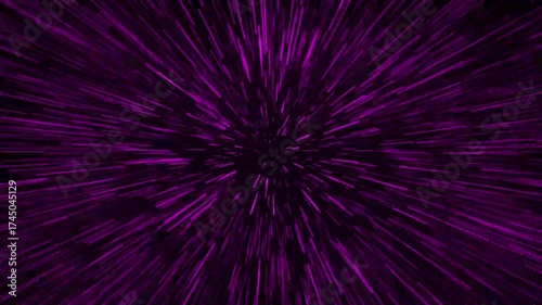 Abstract purple hyperspace light speed jump animation stock footage, warp drive background, space travel, futuristic, sci-fi, motion graphics, particle streaks, galaxy, universe, cosmos