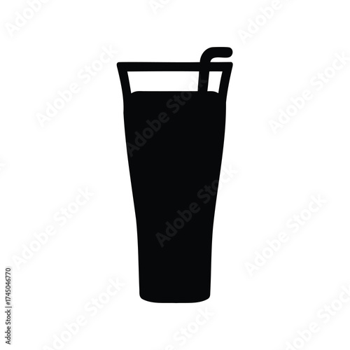 Elegant Silhouette of a Drink in a Glass with a Straw Design
