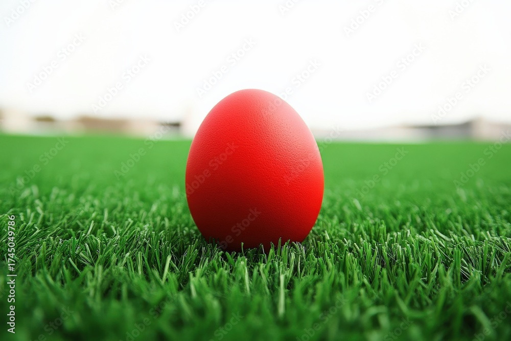 Naklejka premium Red Easter Egg on Green Grass