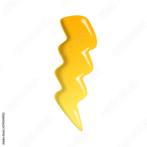 Glossy 3D yellow lightning bolt,charger symbol