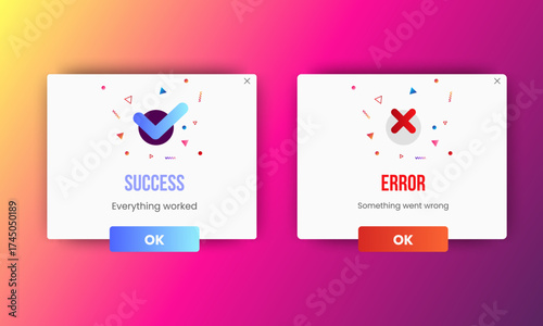 set message banners of success and error notification app. editable element flash message. vector