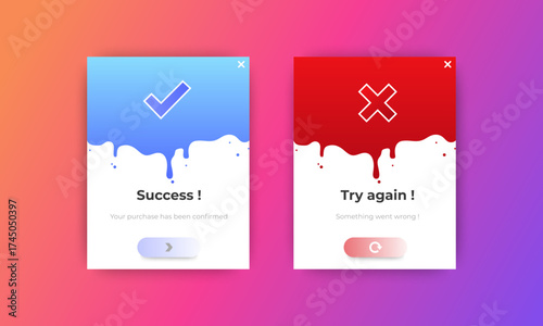 succcess and error pop up message full editable vector. set of success and failed notification ui. vector