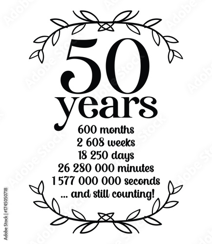 50 years, 50th Birthday, 50th anniversary vector design, Weddign Golden design, 50th anniversary, Golden Wedding vector
