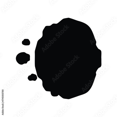 Abstract black ink blot or splatter on a white background image