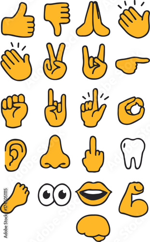 funny cartoon face icon set for web design illustration