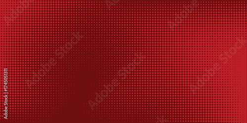 Dots halftone red color pattern gradient texture whit technology digital background. Dots pop art comics with nature graphic design.