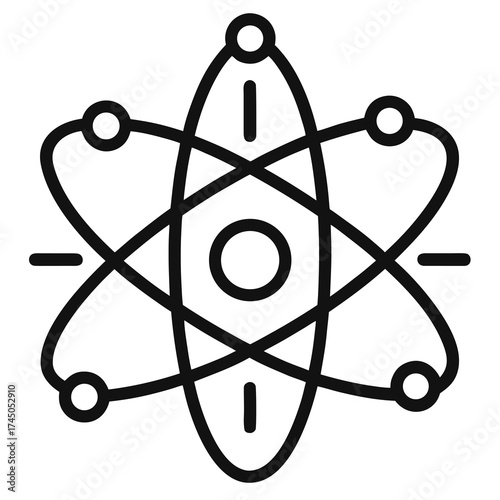 Abstract atomic structure icon with orbiting electrons
