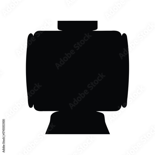 Black silhouette of a squat container or vessel, potentially a dispenser