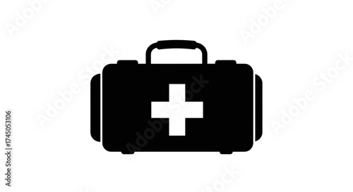 First Aid Kit Symbol in Black and White.