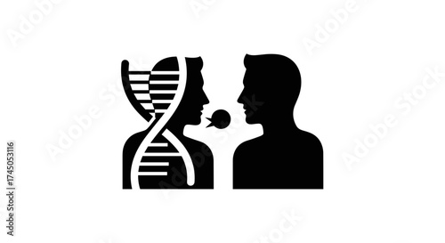 Genetic communication and human interaction concept illustration.