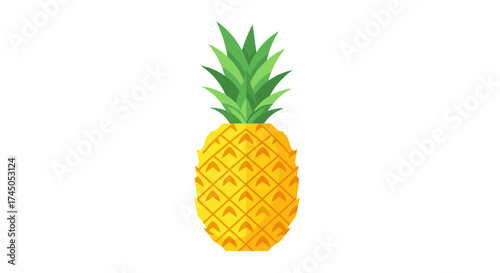Fresh whole pineapple fruit with green leaves isolated on a white background tropical fruit healthy food concept.