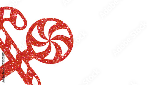 Red Glitter Christmas Candy Cane and Lollipop Design