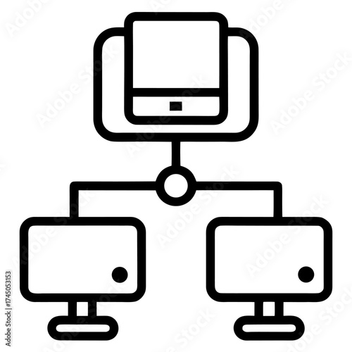 Network of computers with a central hub icon device