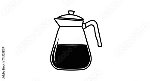 Glass Carafe with Coffee Vector Graphic Illustration.