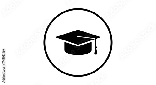 Graduation Cap Icon in Circle.