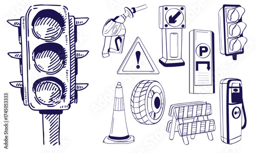 Traffic and transportation vector set