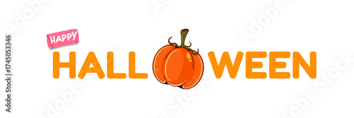 happy halloween retro groovy aesthetic sticker design isolated on white background. Happy halloween text motto sticker, tag, retro label, banner, ribbon, label png with quote. Halloween text banner