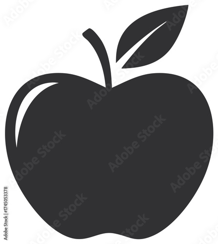 Monochrome Apple Still Life  Healthy Fruit Illustration with Leaf