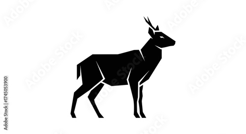 Majestic Black Deer Silhouette Standing Tall and Proud.