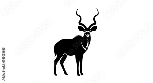 Majestic Kudu Silhouette A Striking Wildlife Portrait.