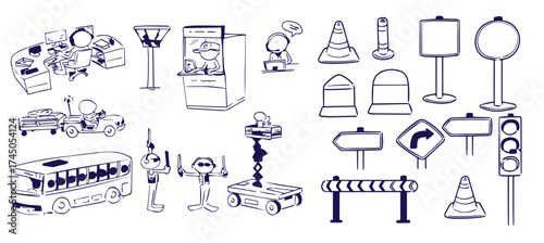 Traffic and transportation vector set