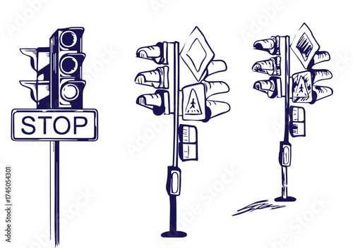Traffic and transportation vector set