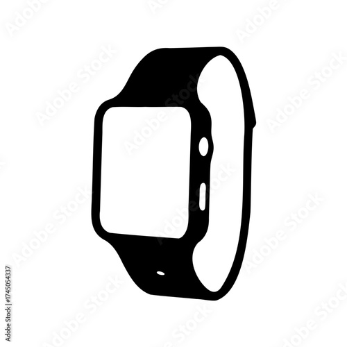 Black and white illustration of an Apple Watch with the display screen turned off