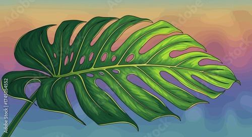 Monstera Leaf A Vibrant Botanical Study.