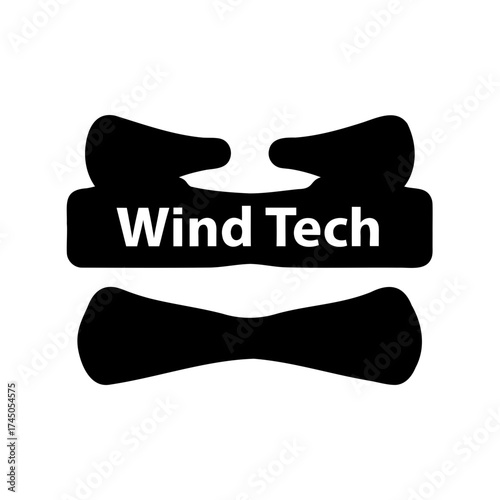 Creative Wind Tech logo design with abstract shapes in black and white