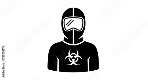 Person in Hazmat Suit with Biohazard Symbol.