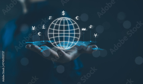 Business currency exchange bank rate and dollar international global concept partnership on financial invest growth economic money market, exchange for analysis profit stock payment different forex