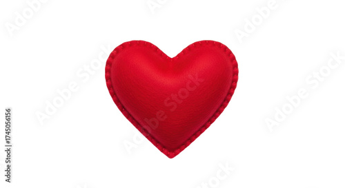 Foto Isolated Red felt heart shape, romantic love symbol with embroidery for Valentin