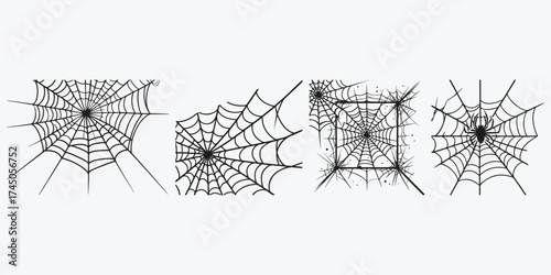 spiderweb sketch illustration vector set