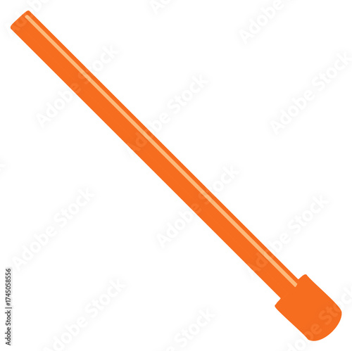 Orange cosmetic applicator wand, disposable makeup tool for eyeliner or lip gloss application on white, plain design