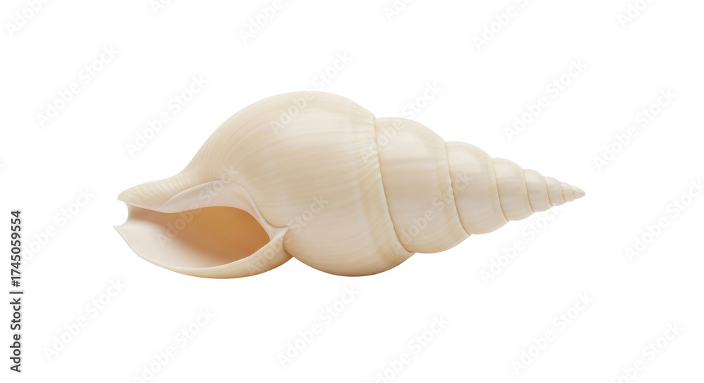 Naklejka premium Isolated Conch Shell with Spiral Shape, Natural Texture, Creamy Color, Beachy, Artistic Design