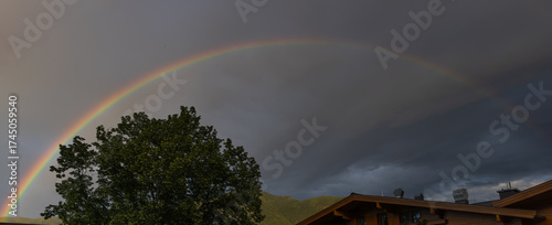 Regenbogen, landschaft, gewitter, sonnen.