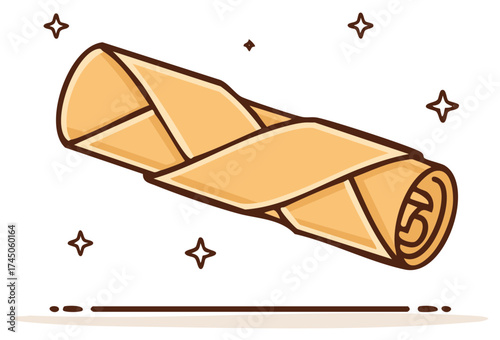 Delicious golden spring roll vector illustration traditional Asian cuisine crispy snack appetizer