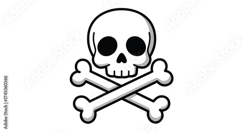 Fotografie Cartoon Skull and Crossbones Symbol of Danger.