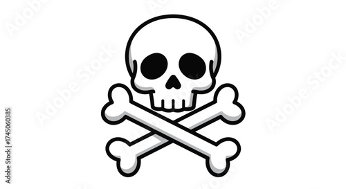 Fotografie Cartoon Skull and Crossbones Symbol of Danger and Death.