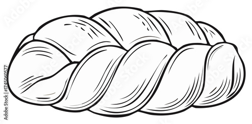 Braided Bread Loaf Illustration, Baked Pastry Food Design