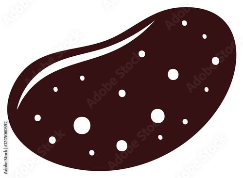 Stylized brown potato with white speckles and a curved highlight on a white background