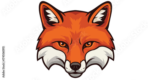 Stylized Illustration of a Fierce Orange Fox Face with White Accents.