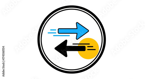 Isolated exchange icon with two arrows in opposite directions; swap and transfer concept