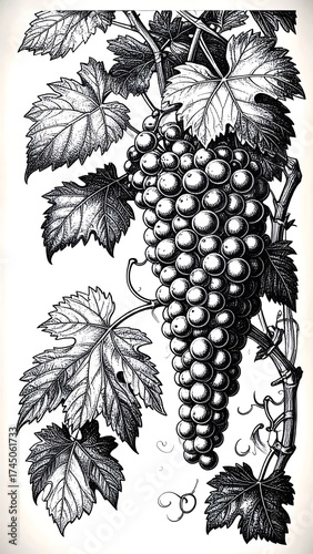 Detailed Grapevine Illustration